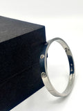 Gold Cartier-Inspired Bangle Bracelet with Artificial Diamonds