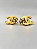 Gold CC Logo Stud Earrings