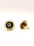 Gold GG Logo Stud Earrings with Black Enamel