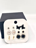 Elegant Butterfly & Floral Stud Earring Set – 6 Pairs