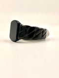 Silver Onyx Ring – Honeycomb Pattern