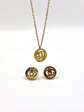 Gold GG Logo Necklace and Earrings Set