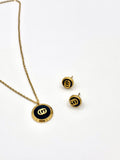 Gold GG Logo Necklace and Earrings Set