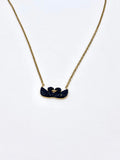 Gold Swan Pendant Necklace with Black Stones