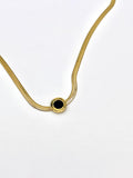 Gold Necklace with Black Center Stone
