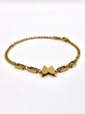 Gold Butterfly Charm Bracelet with Pink Stones
