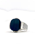 Black Cuban Link Ring with Matte Black Stone