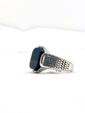 Black Cuban Link Ring with Matte Black Stone