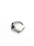 Black Cuban Link Ring with Matte Black Stone