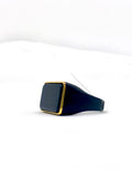 Stylish black and gold square ring, perfect for modern men’s fashion.