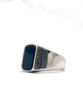 Classic gents ring with polished black centerpiece