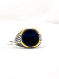 Stylish artificial ring for men in silver and gold tones