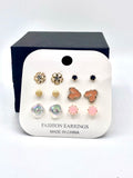 Elegant Butterfly & Floral Stud Earring Set – 6 Pairs