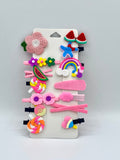 Rainbow Floral Fun Hair Clip Set for Girls – 12 Pcs