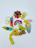 Rainbow Floral Fun Hair Clip Set for Girls – 12 Pcs