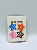 Set of 4 Star-Shaped Colorful Hair Clips (Pack of 2 Cards)