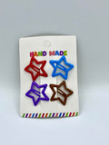 Set of 4 Star-Shaped Colorful Hair Clips (Pack of 2 Cards)