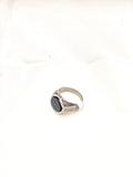 Men’s Bold Black Stone Ring – Silver & Gold-Tone Statement Piece