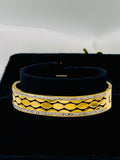 Designer Geometric Gold Bracelet with Dual Crystal Borders – Women’s Jewelry