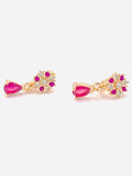 Floral Drop Hoop Earrings with Teardrop Stones