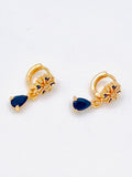 Floral Drop Hoop Earrings with Teardrop Stones