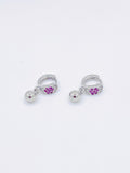 Silver Mini Ball Charm Hoop Earrings