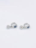 Silver Mini Ball Charm Hoop Earrings