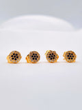 Gold Plated Round Cubic Zirconia Stud Earrings