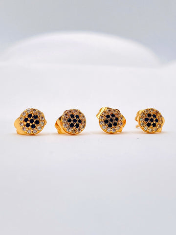 Gold Plated Round Cubic Zirconia Stud Earrings