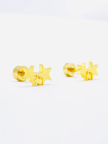 Gold Color Stainless Steel Stud Earrings